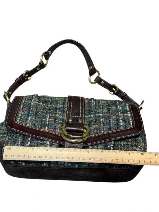 RARE VTG Coach Soho Womens Tweed Shoulder Bag Wool Alpaca Brown Green Y2K - Picture 5 of 16